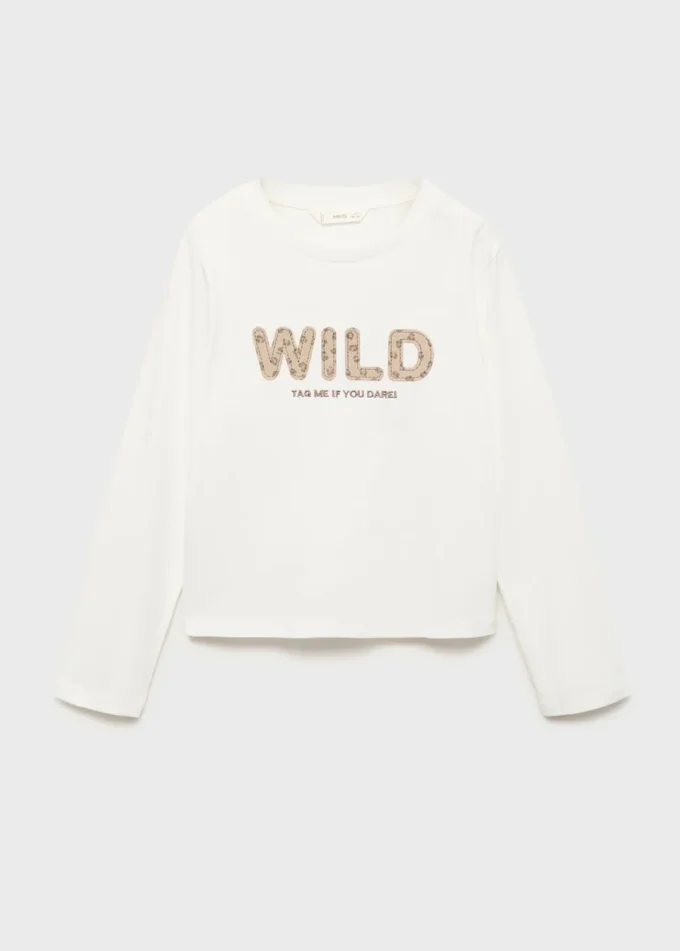 T-shirt con ricamo leopardato T-shirt con ricamo leopardato