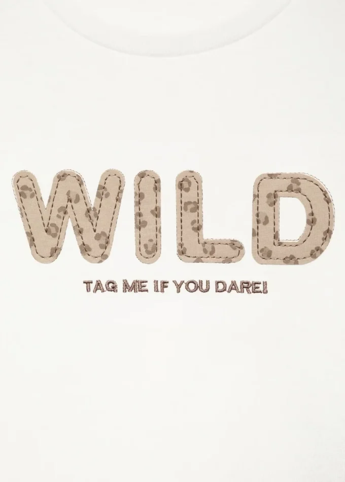 T-shirt con ricamo leopardato T-shirt con ricamo leopardato