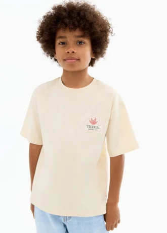 T-shirt con stampa tropicale