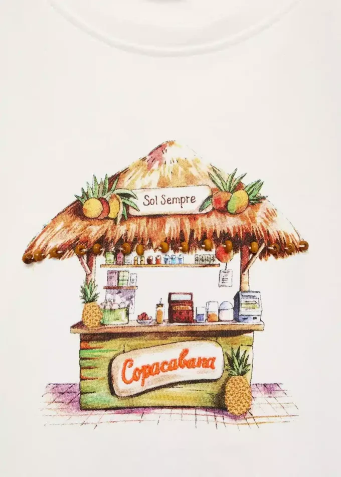 T-shirt con stampa tropicale