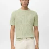 T-shirt in cotone a righe traforato T-shirt in cotone a righe traforato