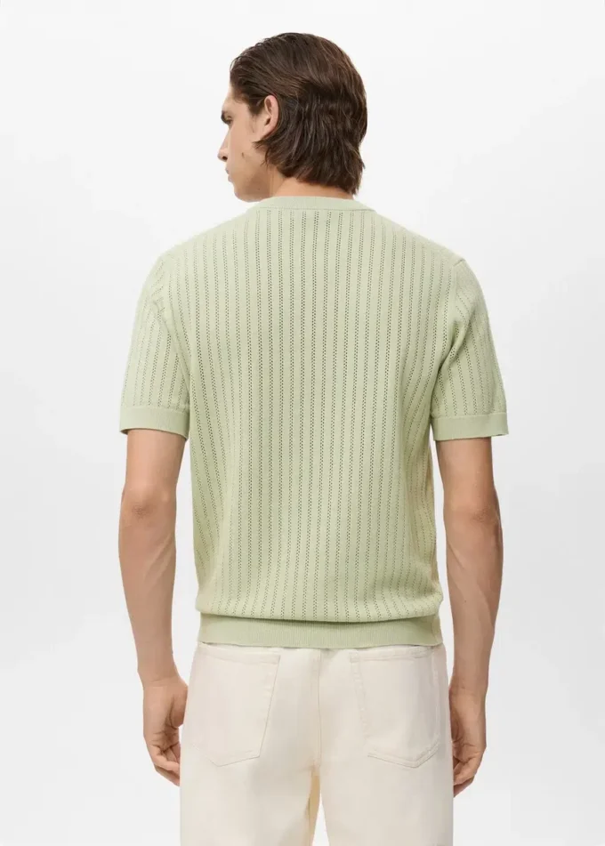 T-shirt in cotone a righe traforato T-shirt in cotone a righe traforato