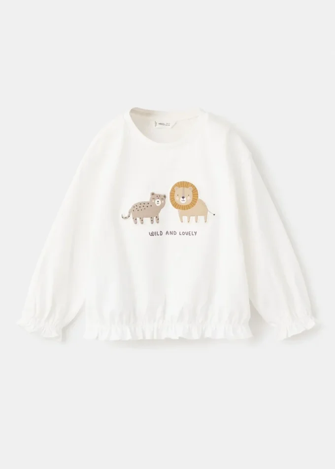 T-shirt in cotone con leone ricamato T-shirt in cotone con leone ricamato