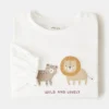 T-shirt in cotone con leone ricamato T-shirt in cotone con leone ricamato