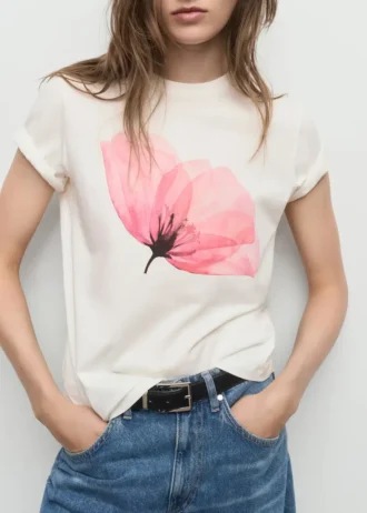 T-shirt in cotone con stampa floreale