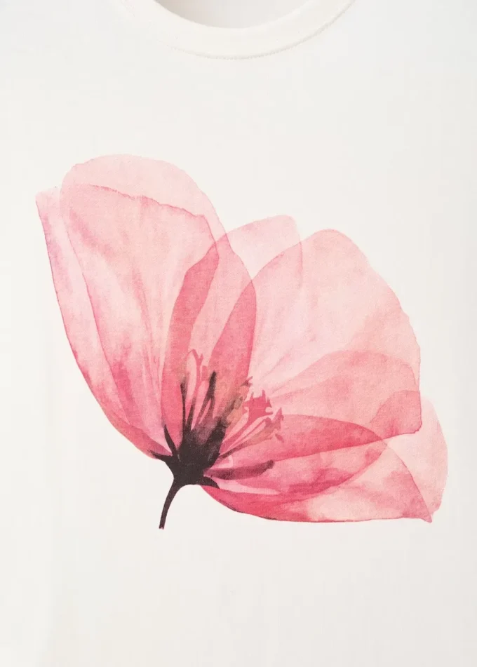 T-shirt in cotone con stampa floreale T-shirt in cotone con stampa floreale