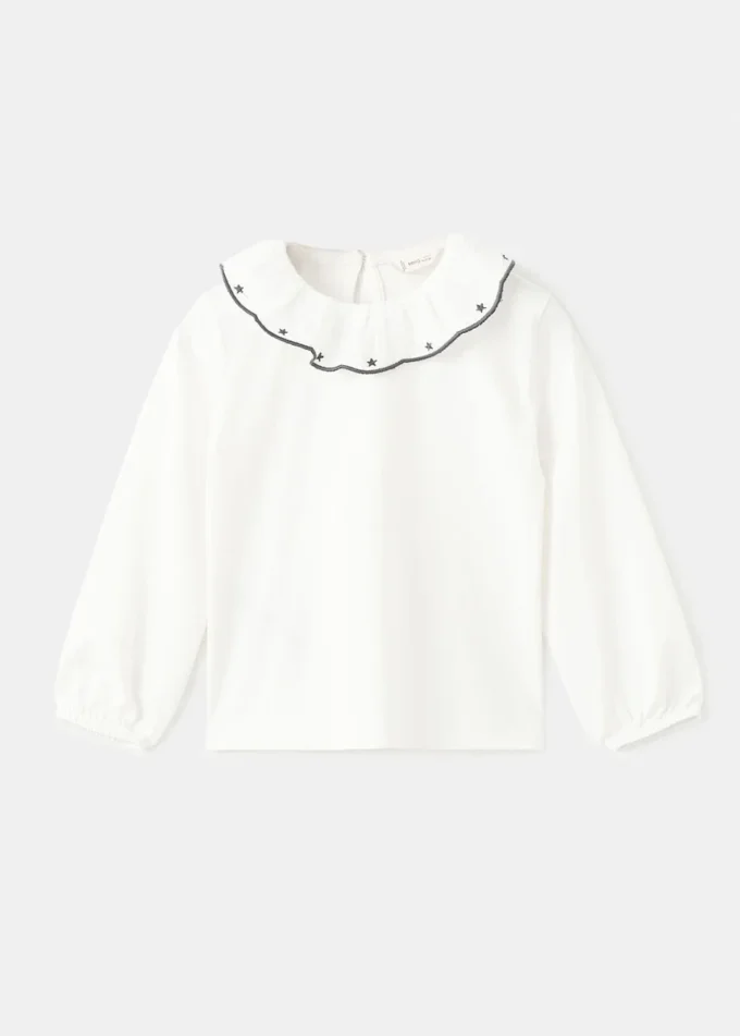 T-shirt in cotone con stelle ricamate T-shirt in cotone con stelle ricamate