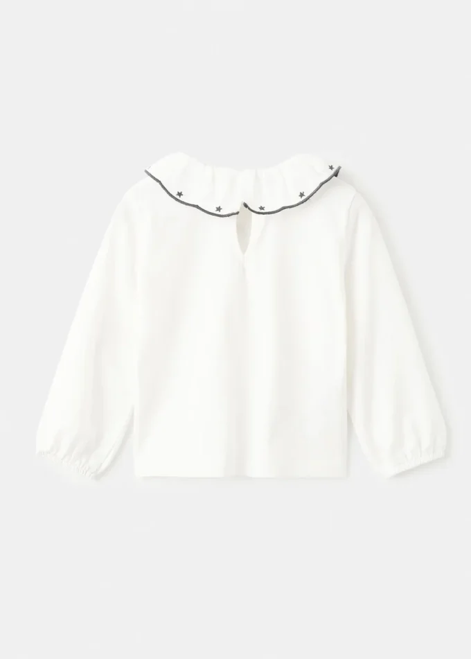 T-shirt in cotone con stelle ricamate T-shirt in cotone con stelle ricamate