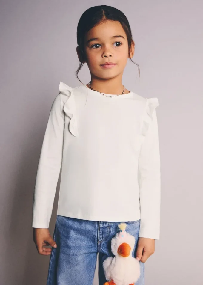 T-shirt in cotone con volant T-shirt in cotone con volant