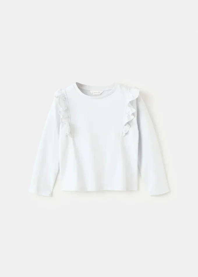 T-shirt in cotone con volant T-shirt in cotone con volant