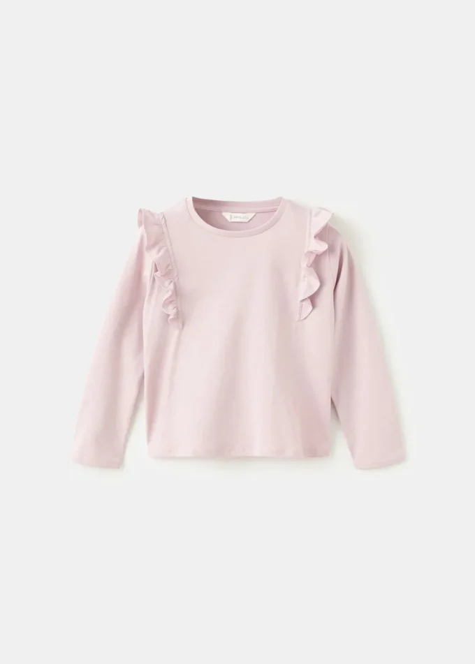 T-shirt in cotone con volant T-shirt in cotone con volant