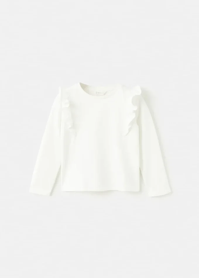 T-shirt in cotone con volant T-shirt in cotone con volant