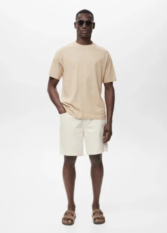 T-shirt in cotone e lino dalla vestibilità morbida