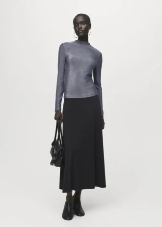 T-shirt in lurex con collo alla coreana