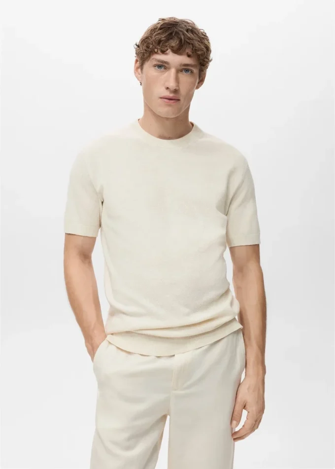 T-shirt in maglia fine di cotone T-shirt in maglia fine di cotone