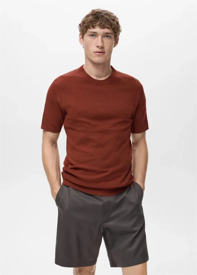 T-shirt in maglia fine di cotone T-shirt in maglia fine di cotone