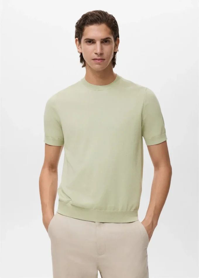 T-shirt in maglia fine di cotone T-shirt in maglia fine di cotone