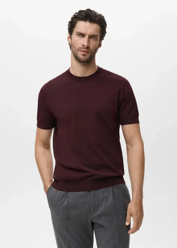 T-shirt in maglia fine di cotone T-shirt in maglia fine di cotone