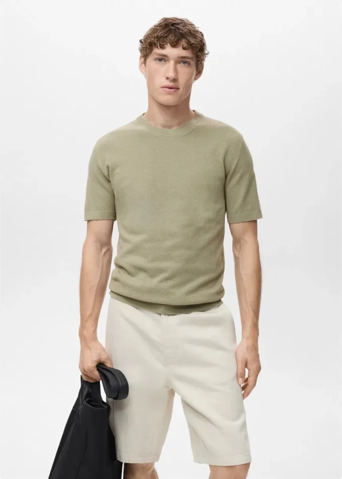 T-shirt in maglia fine di cotone T-shirt in maglia fine di cotone