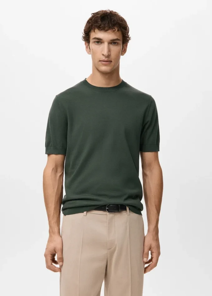 T-shirt in maglia fine di cotone T-shirt in maglia fine di cotone