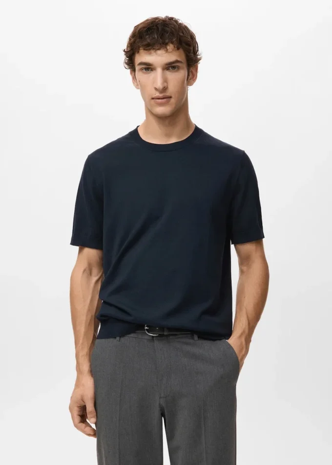 T-shirt in maglia fine di cotone T-shirt in maglia fine di cotone
