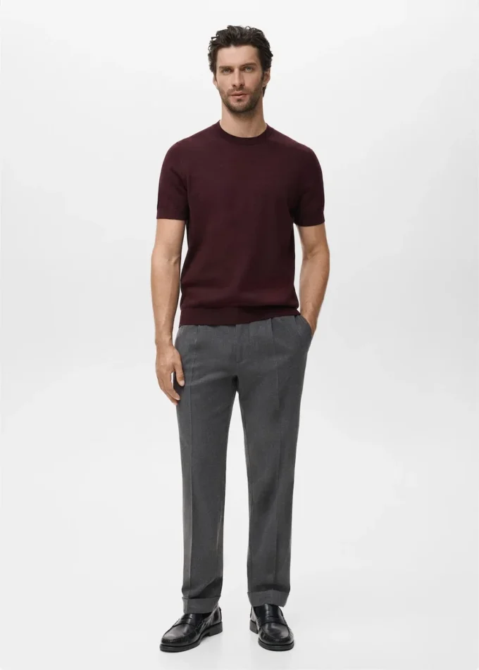 T-shirt in maglia fine di cotone T-shirt in maglia fine di cotone