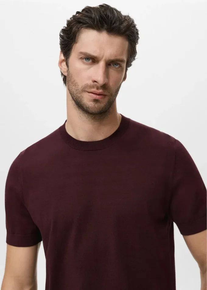 T-shirt in maglia fine di cotone T-shirt in maglia fine di cotone