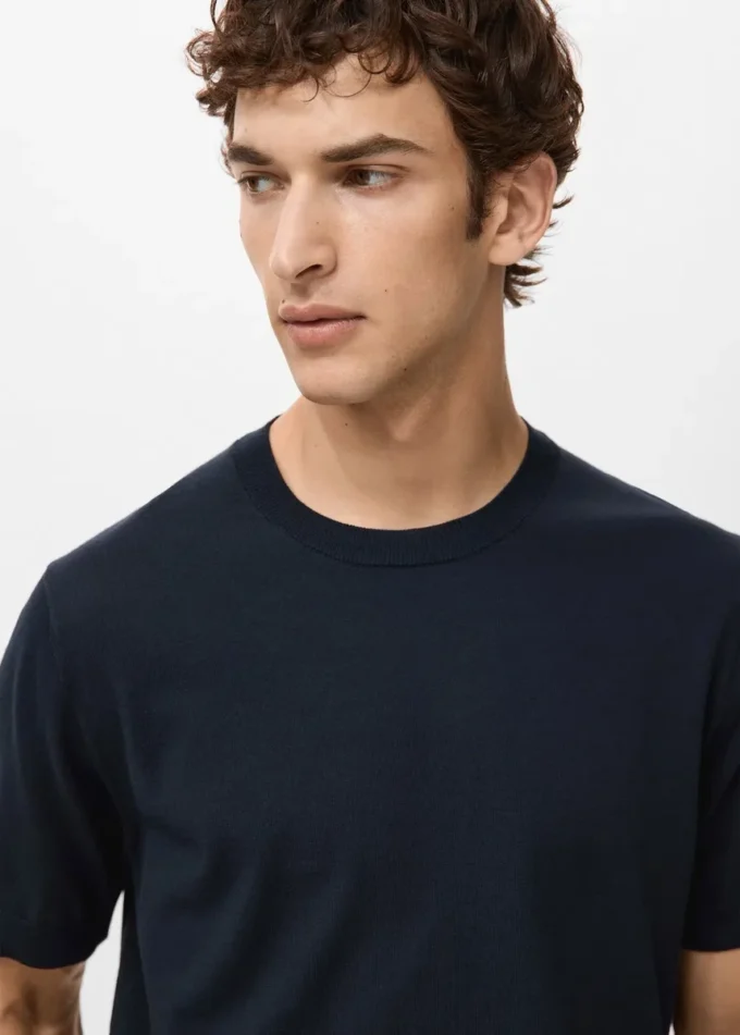 T-shirt in maglia fine di cotone T-shirt in maglia fine di cotone