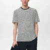 T-shirt slim fit in lino a righe T-shirt slim fit in lino a righe