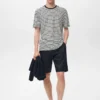 T-shirt slim fit in lino a righe T-shirt slim fit in lino a righe