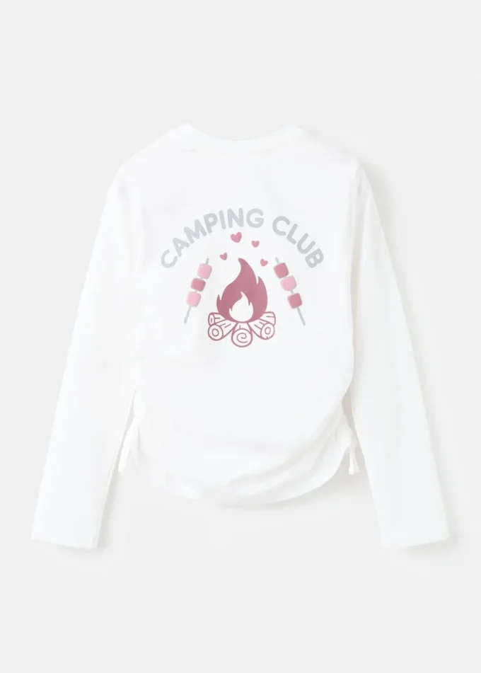 T-shirt stampata con ruches