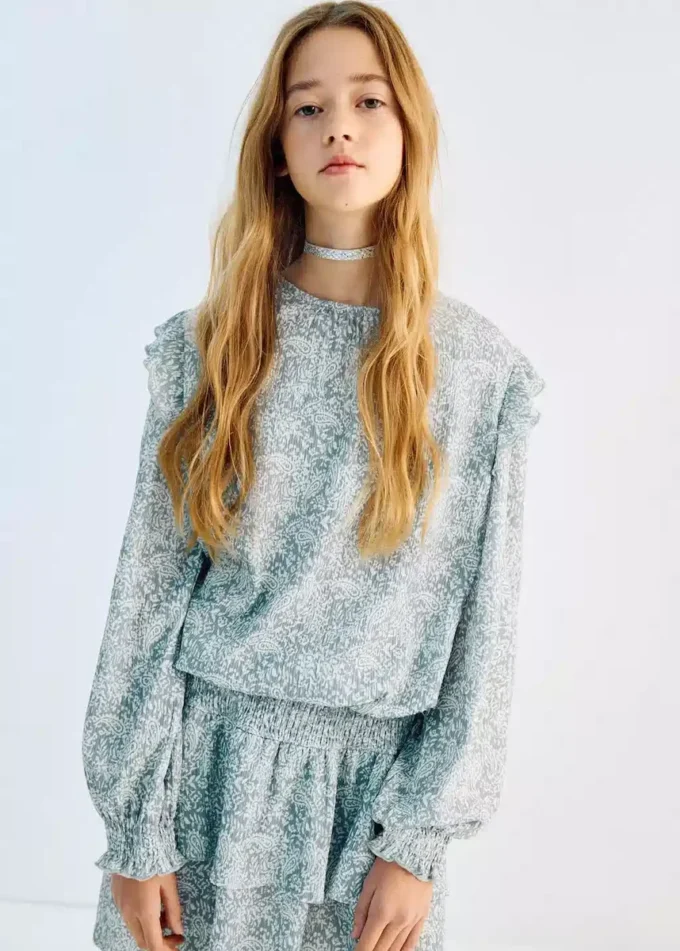 T-shirt stampata con volant T-shirt stampata con volant