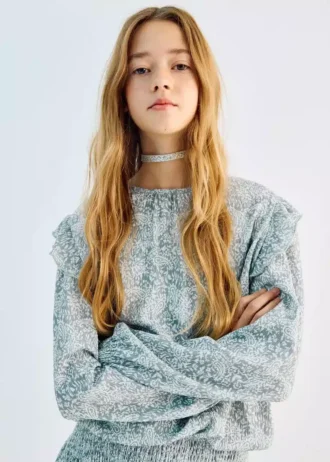 T-shirt stampata con volant T-shirt stampata con volant