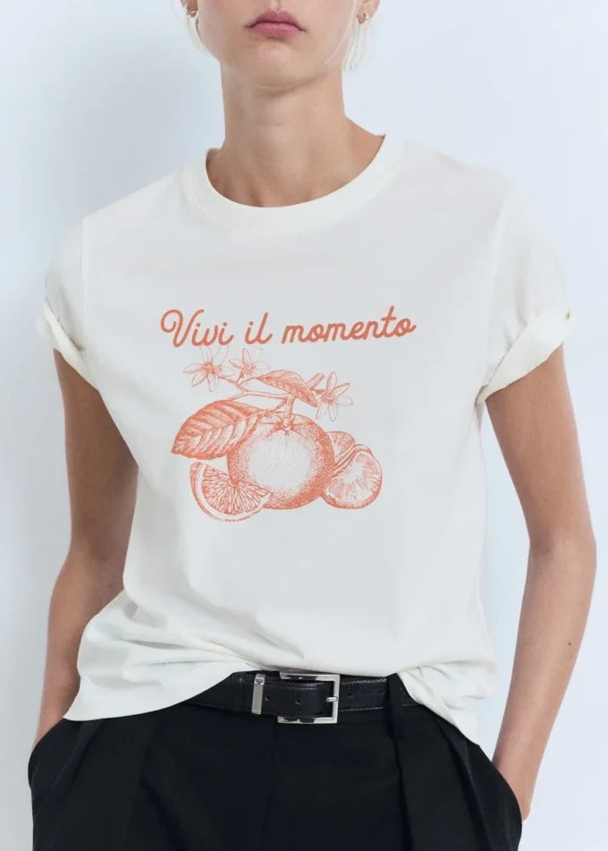 T-shirt stampata in misto cotone T-shirt stampata in misto cotone