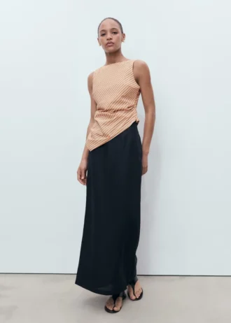 Top asimmetrico in cotone a righe