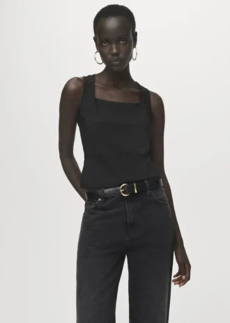 Top con cinturini e dettagli in strass