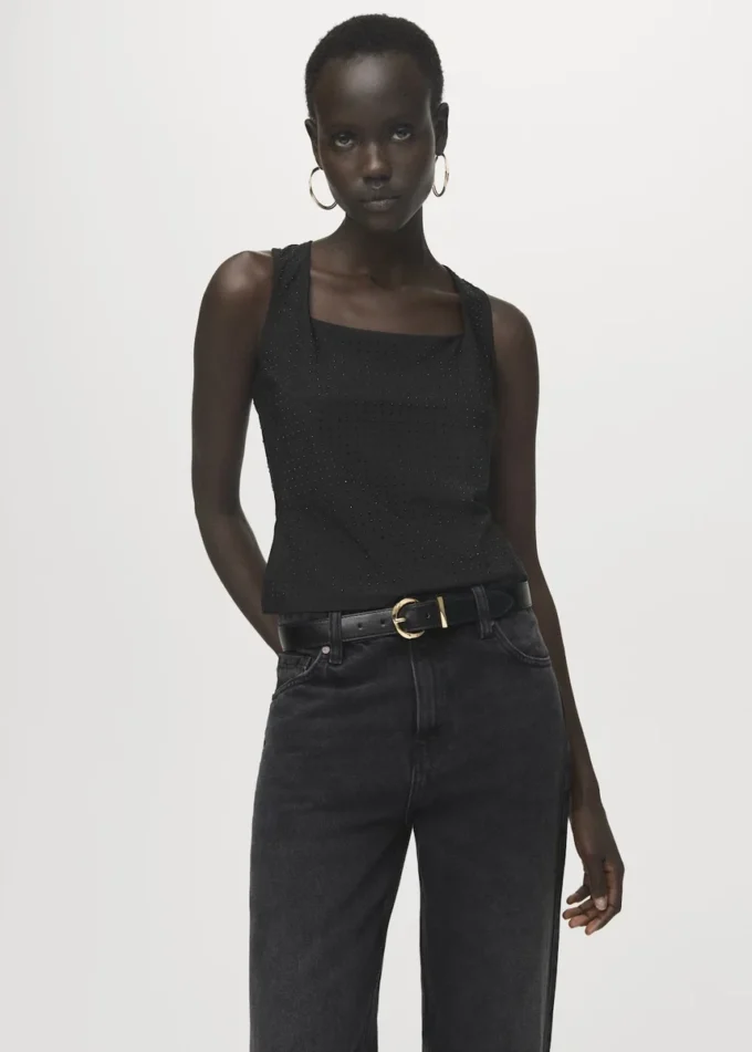 Top con cinturini e dettagli in strass Top con cinturini e dettagli in strass