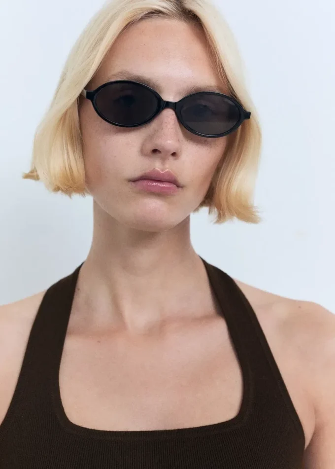 Top con scollo all’americana in maglia Top con scollo all’americana in maglia