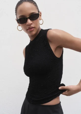 Top in crêpe testurizzato