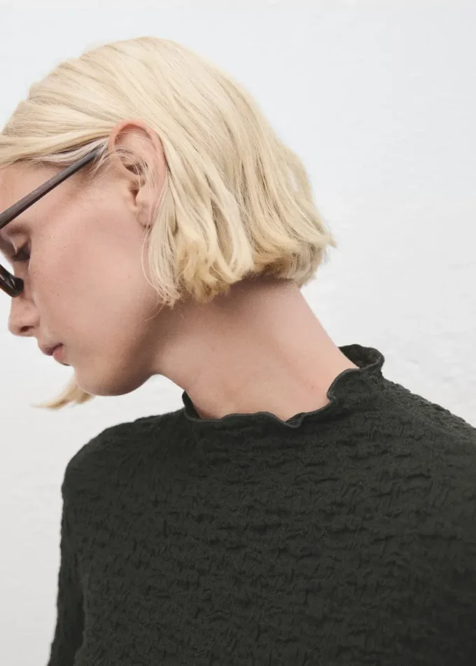 Top in crêpe testurizzato