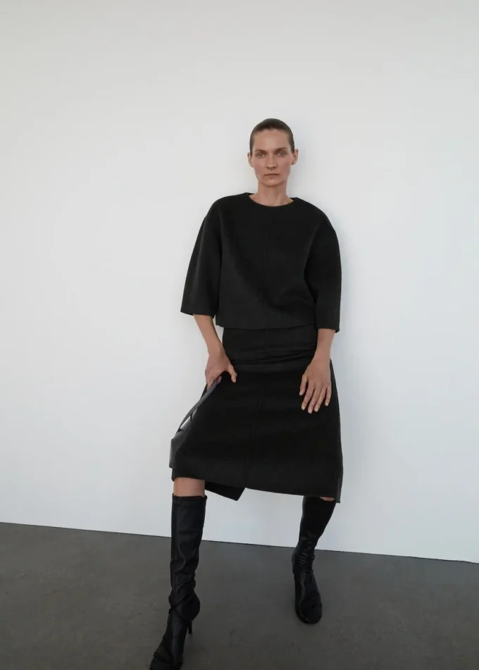 Top in lana con maniche a tre quarti Top in lana con maniche a tre quarti