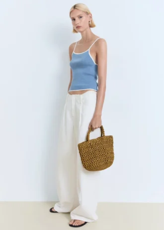 Top in maglia con bordi a contrasto