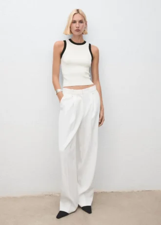 Top in maglia con bordino a contrasto