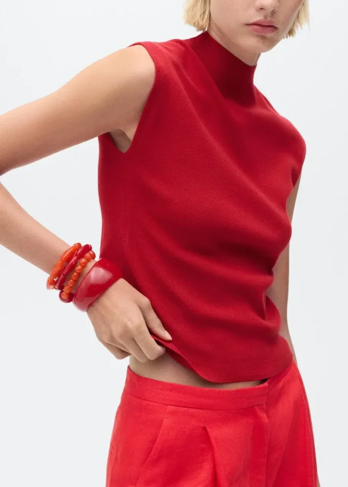 Top in maglia con collo Perkins