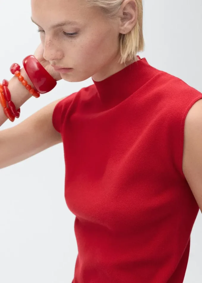 Top in maglia con collo Perkins