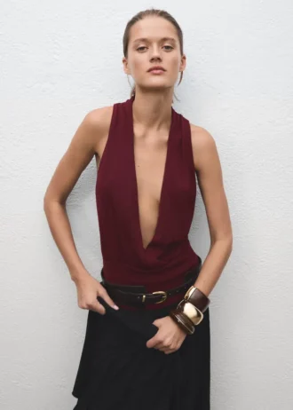 Top in maglia con scollo a V