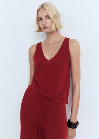 Top in maglia con scollo a V