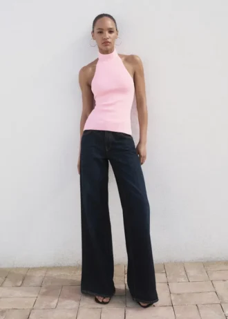 Top in maglia con scollo all’americana