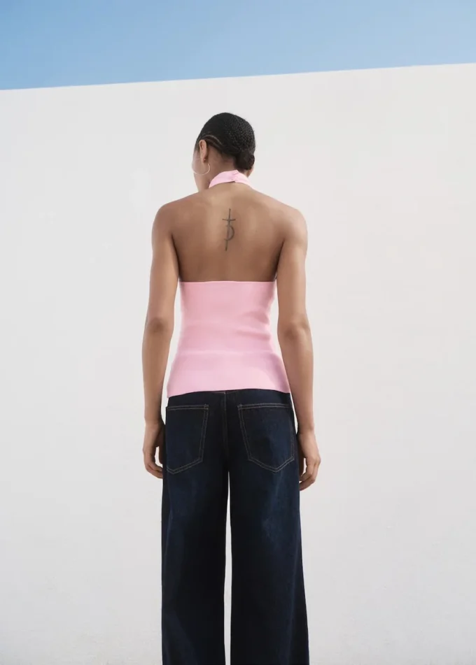 Top in maglia con scollo all’americana Top in maglia con scollo all’americana