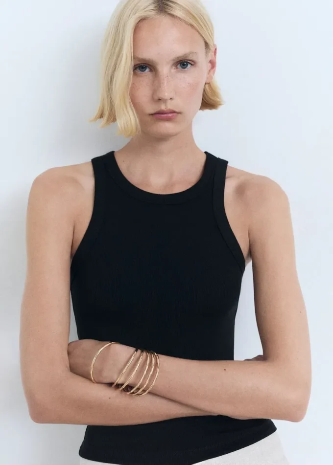 Top in misto cotone a costine Top in misto cotone a costine